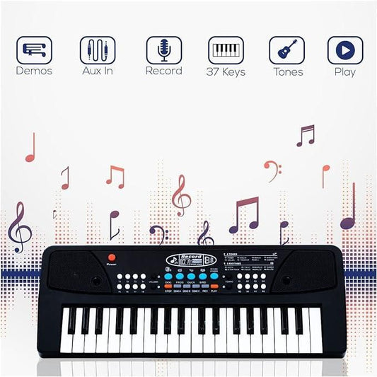 37-Key Portable Piano Keyboard Toy with Microphone – USB Powered, Sound Recording, and Music Playback | Educational Musical Toy for Kids
