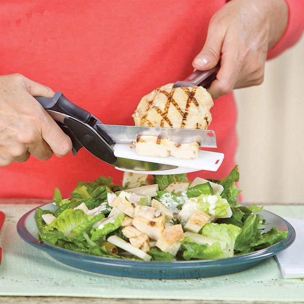 Smart 2-in-1 Kitchen Scissor Cutter Knife – Multi-Function Food Chopper with Built-In Cutting Board