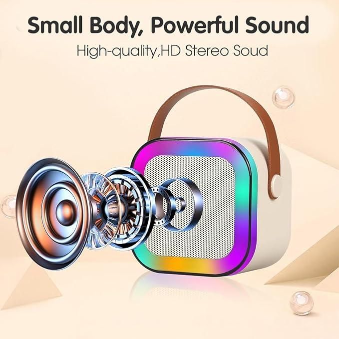 Bluetooth Karaoke Speaker with Wireless Microphone – Portable Party Speaker with LED Lights, Echo Control & Deep Bass Sound
