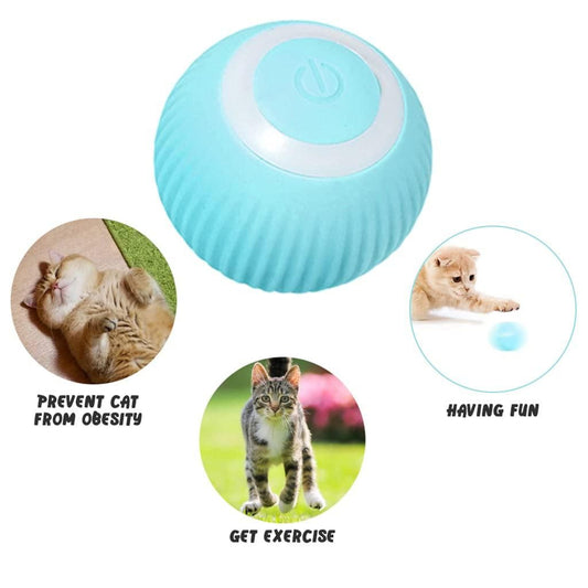 Rechargeable Rotating Cat Toy Ball – Interactive Motion Ball with LED Lights for Indoor Play & Exercise