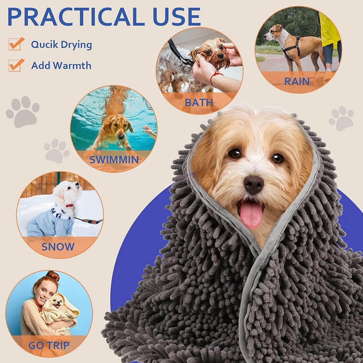 Ultra Soft Microfiber Pet Towel – Super Absorbent & Quick-Drying Bath Towel for Dogs & Cats