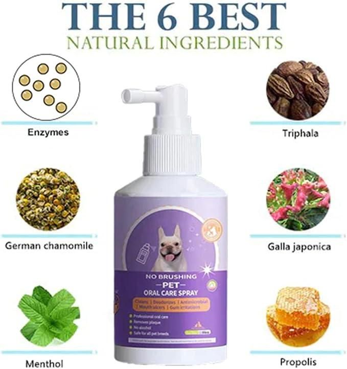 No Brushing Pet Oral Care Spray – 50ml Dental Cleaning Solution for Dogs & Cats | Freshens Breath & Reduces Tartar