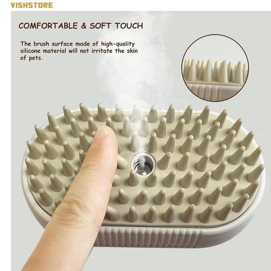 Pet Steam Grooming Brush – Gentle Steam Brush for Dogs & Cats | De-Shedding, Cleaning & Coat Care Tool