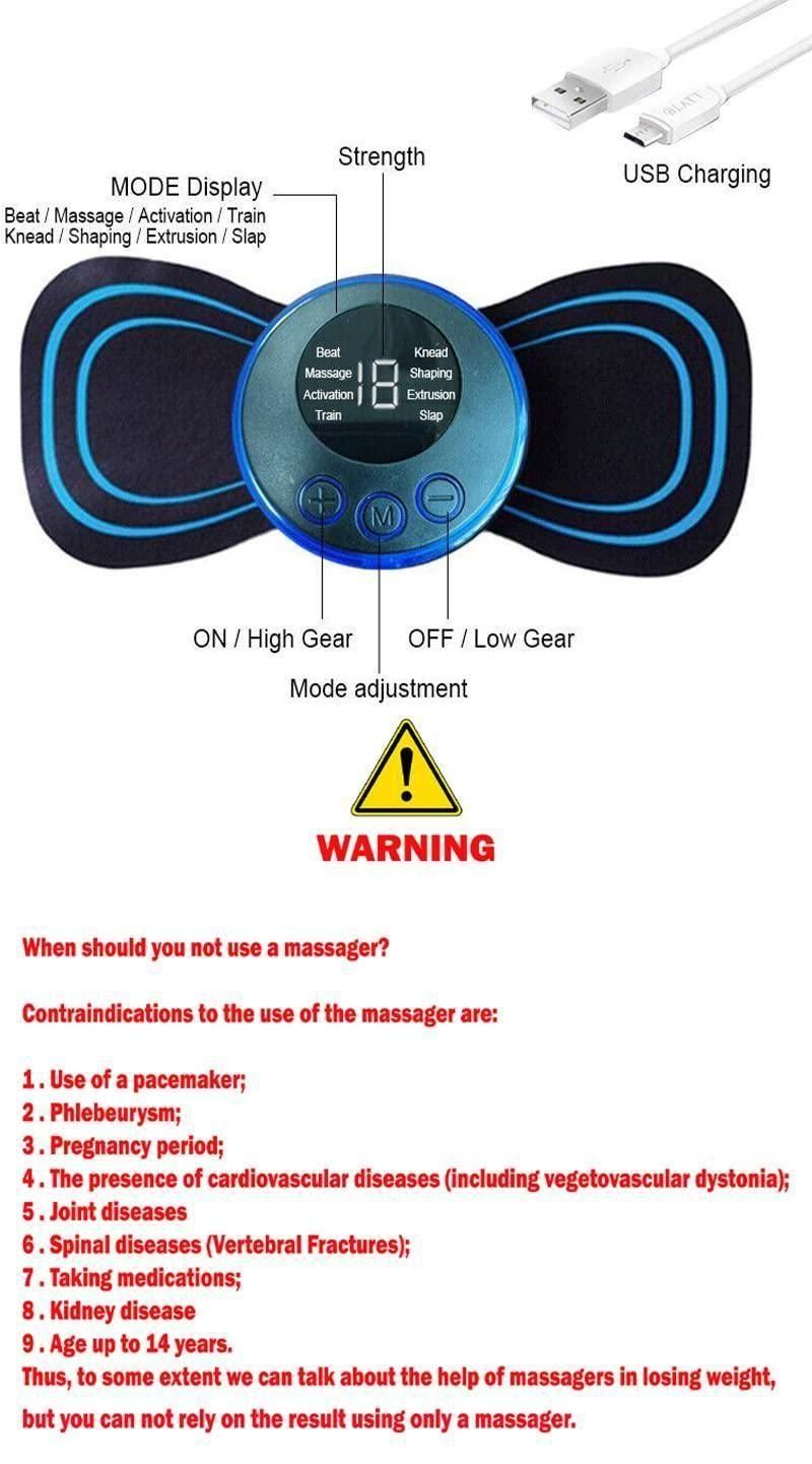 Mini Electric Massager – 8 Modes & 19 Intensity Levels | Rechargeable Deep Tissue Relief for Shoulders, Arms, Legs & Back – Unisex Pain & Muscle Recovery Solution