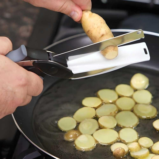 Smart 2-in-1 Kitchen Scissor Cutter Knife – Multi-Function Food Chopper with Built-In Cutting Board