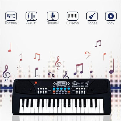 37-Key Portable Piano Keyboard Toy with Microphone – USB Powered, Sound Recording, and Music Playback | Educational Musical Toy for Kids