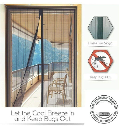 Magnetic Mesh Door Curtain (Pack of 2) – Hands-Free Mosquito Net Screen with Easy Walk-Through Design for Doors