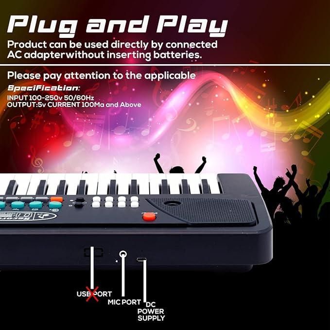 37-Key Portable Piano Keyboard Toy with Microphone – USB Powered, Sound Recording, and Music Playback | Educational Musical Toy for Kids