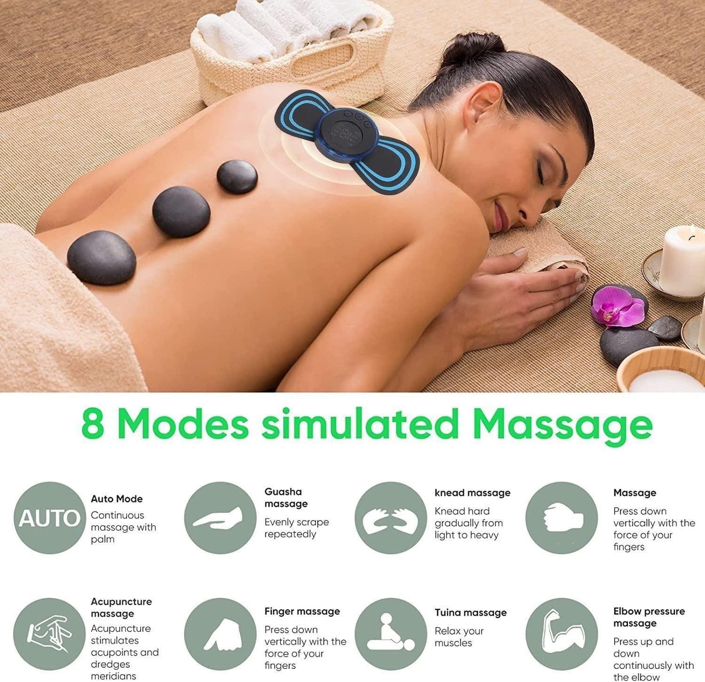 Mini Electric Massager – 8 Modes & 19 Intensity Levels | Rechargeable Deep Tissue Relief for Shoulders, Arms, Legs & Back – Unisex Pain & Muscle Recovery Solution