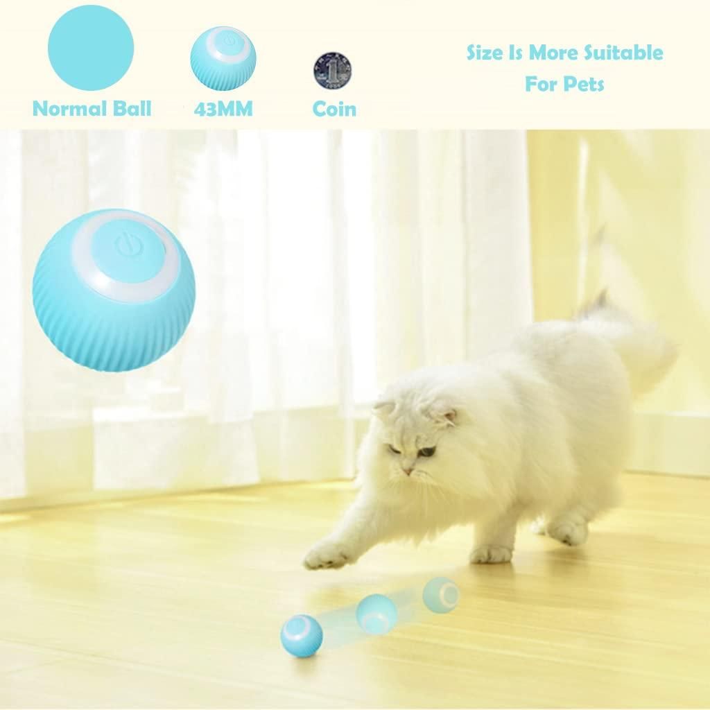 Rechargeable Rotating Cat Toy Ball – Interactive Motion Ball with LED Lights for Indoor Play & Exercise