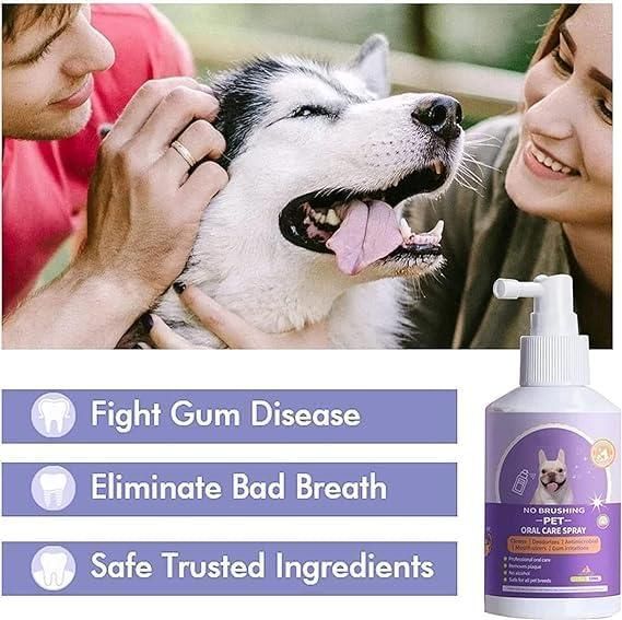 No Brushing Pet Oral Care Spray – 50ml Dental Cleaning Solution for Dogs & Cats | Freshens Breath & Reduces Tartar