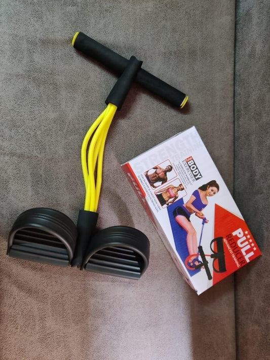 Yoga Pedal Pusher – Resistance Fitness Band with Foot Pedals & Foam Handles | Full-Body Toning & Stretching Exercise Equipment