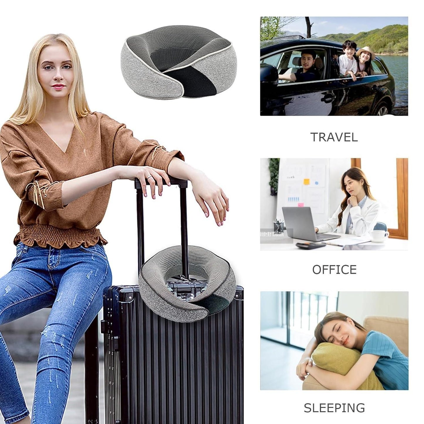 Wander Plus Travel Neck Pillow – Soft Memory Foam U-Shaped Cushion with Ergonomic Support for Flights, Cars & Long Journeys