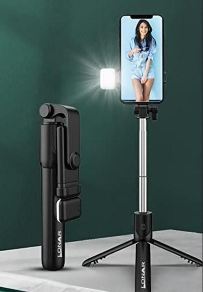 3-in-1 Extendable Selfie Stick Tripod with Bluetooth Remote & Fill Light – Portable Phone Holder for Photos, Videos & Live Streaming