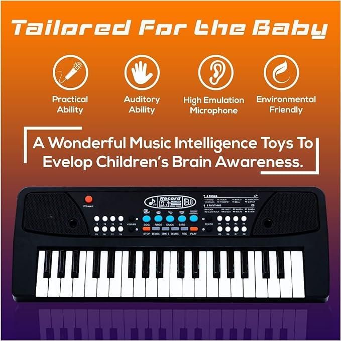 37-Key Portable Piano Keyboard Toy with Microphone – USB Powered, Sound Recording, and Music Playback | Educational Musical Toy for Kids